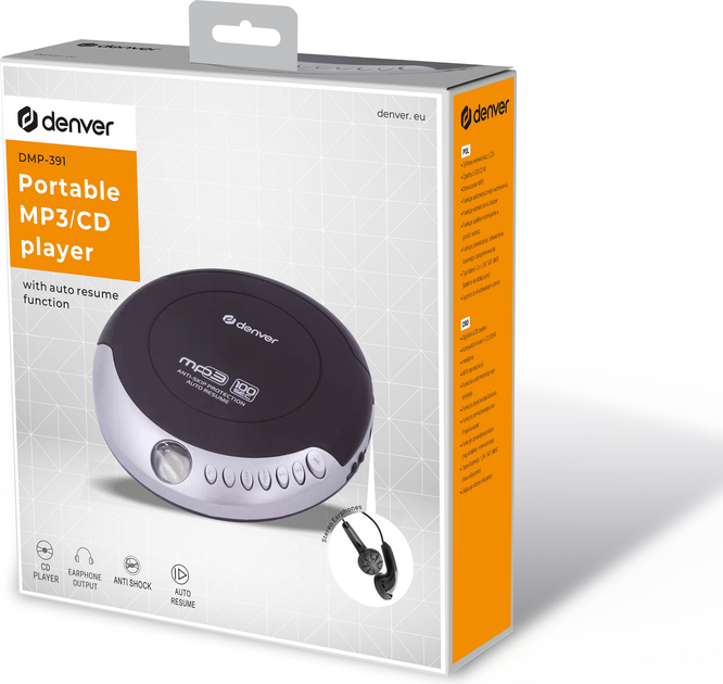 Odtwarzacz MP3 CD Denver DMP-391 Black-Silver - obraz 4