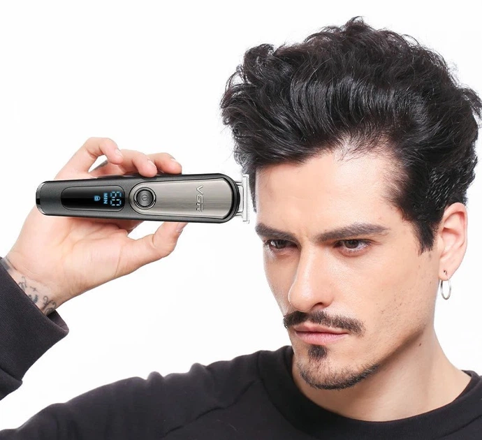 Акумуляторний триммер для стрижки бороди та вусів з USB та LED-дисплеєм VGR V-105 Pro Чорний + Масло для змащення лез - изображение 11