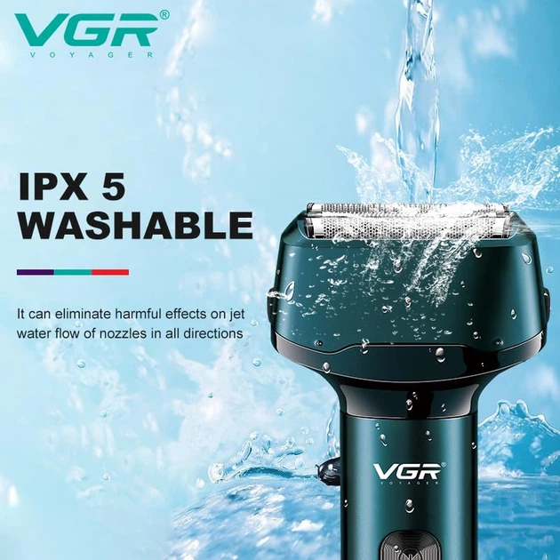 Електробритва Шейвер VGR V-370 PRO IPX5 Waterproof Dark Green - зображення 6