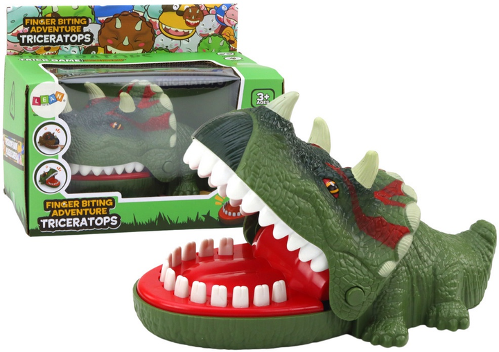 Gra planszowa Lean Toys Gryzący dinozaur Triceratops Zielony (5905991006060) - obraz 2