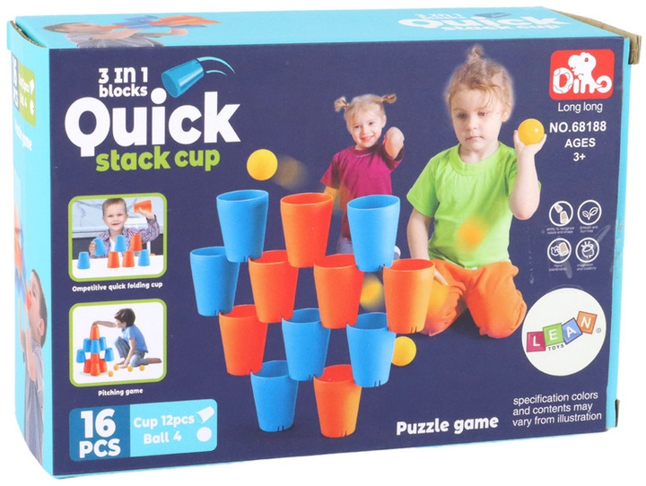 Сенсорна гра Lean Toys Креативні стаканчики 3 в 1 16 елементів (5905679077825) - зображення 1