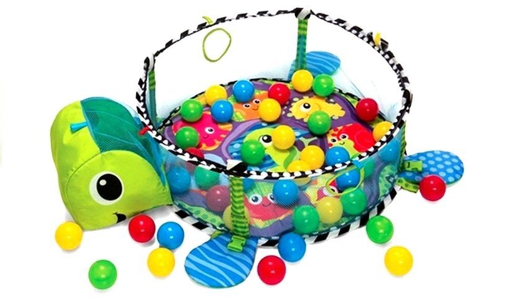 Mata edukacyjna dla maluszka Lean Toys 3 w 1 Żółw z basenem i piłkami 1605 (5904204759830) - obraz 2