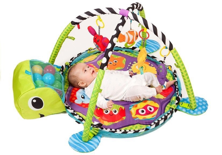 Mata edukacyjna dla maluszka Lean Toys 3 w 1 Żółw z basenem i piłkami 1605 (5904204759830) - obraz 3