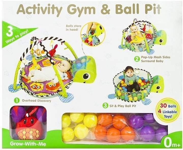 Mata edukacyjna dla maluszka Lean Toys 3 w 1 Żółw z basenem i piłkami 1605 (5904204759830) - obraz 6
