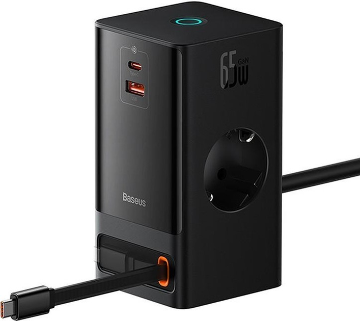 Ładowarka sieciowa Baseus PowerCombo Digital PowerStrip 65W Black (PSLR000301) - obraz 2