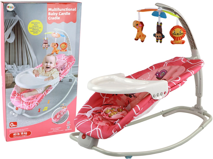 Kołyska-bujaczek Lean Toys 2w1 Żyrafa z dźwiękami i wibracją 16241 (5905679077740) - obraz 2