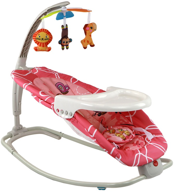 Kołyska-bujaczek Lean Toys 2w1 Żyrafa z dźwiękami i wibracją 16241 (5905679077740) - obraz 3