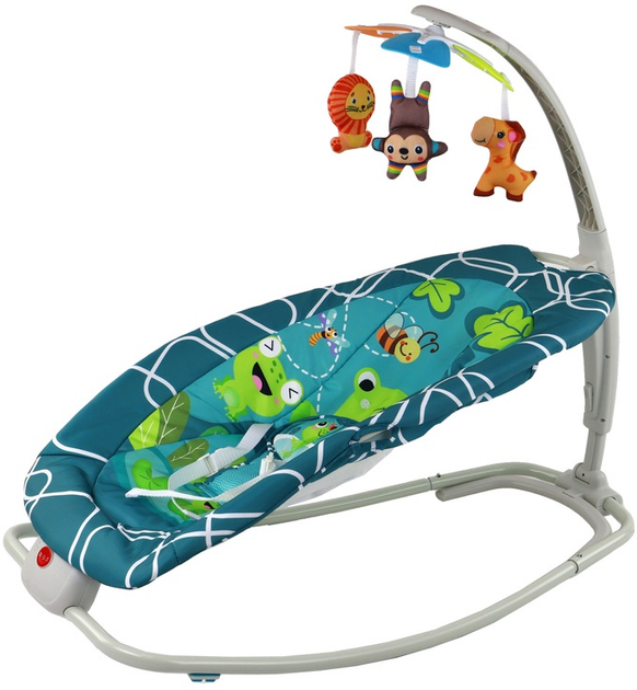 Колиска-гойдалка Lean Toys 2в1 Жабка зі звуками та вібрацією 16242 (5905679077757) - зображення 5