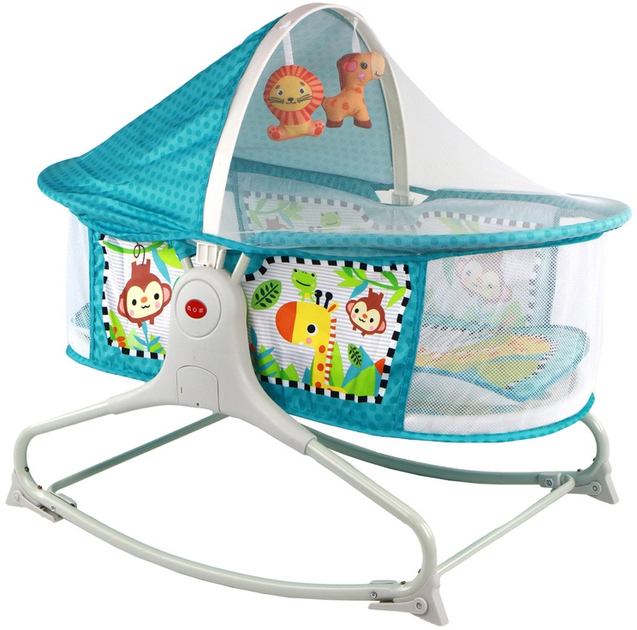 Ліжечко-гойдалка Lean Toys 2в1 з матом Синє 16243 (5905679077764) - зображення 3