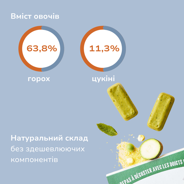 Палочки из овощного пюре Good Gout BIO Горох и цуккини для детей от 12 месяцев, 120 г - Фото 5 Палочки из овощного пюре Good Gout BIO Горох и цуккини для детей от 12 месяцев, 120 г - изображение 5