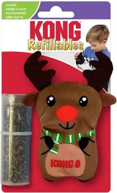 Zabawka dla kotów Kong Holiday Refillables Reindeer 10 cm Brązowa (35585531236) - obraz 1