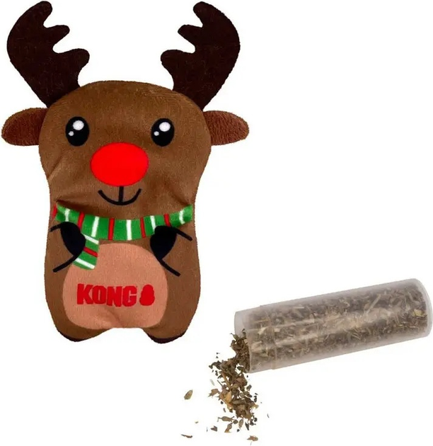 Zabawka dla kotów Kong Holiday Refillables Reindeer 10 cm Brązowa (35585531236) - obraz 2