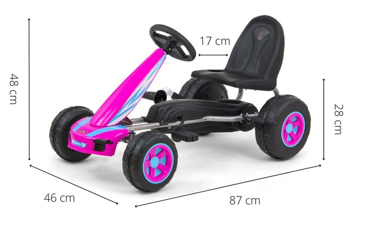 Gokart na pedały Milly Mally Viper Pink (5901761125849) - obraz 5