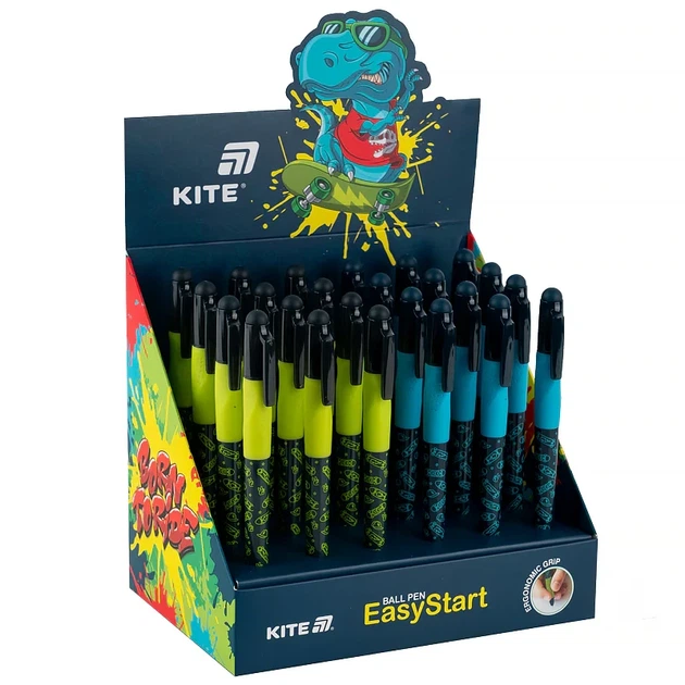 Ручка кулькова Kite EasyStart Skate синя (K25-099-1) - Фото 1 Ручка кулькова Kite EasyStart Skate синя (K25-099-1) - зображення 1