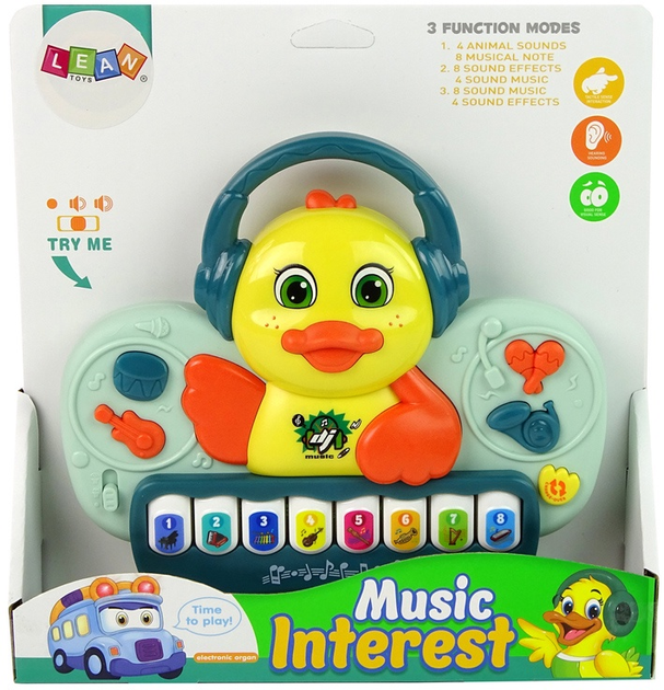 Піаніно інтерактивне Lean Toys Качечка DJ зі звуками та мелодіями 11715 (5905214973704) - зображення 1