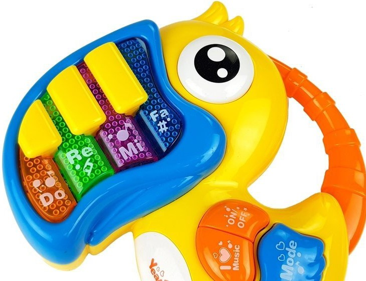 Pianinko-organek Lean Toys Do Re Mi Papuga Żółty 4065 (5907625580564) - obraz 4