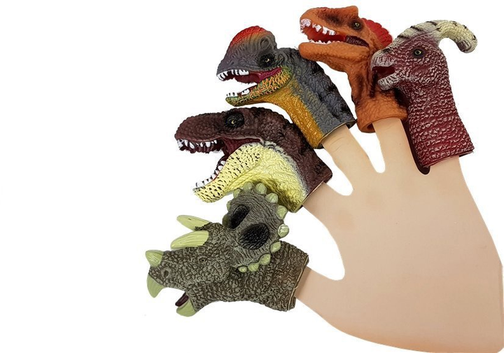 Zestaw pacynek na palec Lean Toys Dinozaury Kolorowe 5 szt 7389 (5908275999027) - obraz 3