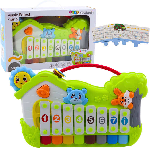 Піаніно музичне Lean Toys Лісове з ксилофоном і нотними картками 22642 (5905991049913) - зображення 2