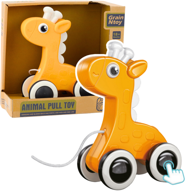 Zabawka do ciągnięcia na sznurku LEAN Toys Żyrafa z piszczałką Żółta 22910 (5905991052593) - obraz 2
