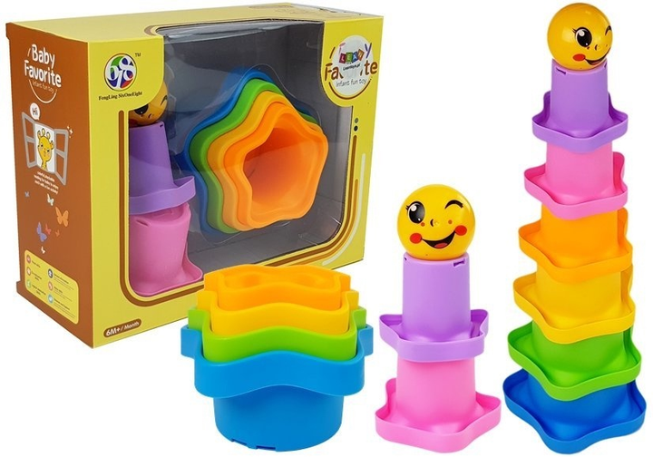Пірамідка-обруч LEAN Toys Звездочки 7165 (5905323218680) пірамідка-стаканчик для дитини LEAN Toys Зірки 7167 (5904665996317) - зображення 2