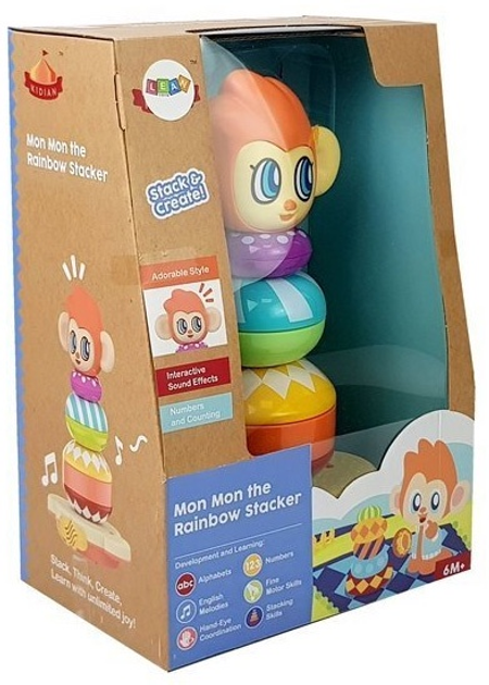 Розвиваюча пірамідка LEAN Toys Мавпочка зі звуками та навчальним рахунком 7387 (5908275999003) - зображення 1