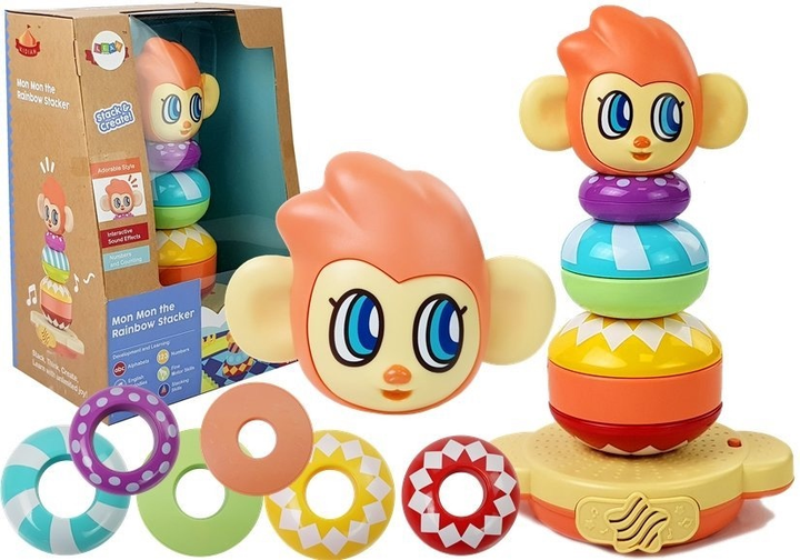 Розвиваюча пірамідка LEAN Toys Мавпочка зі звуками та навчальним рахунком 7387 (5908275999003) - зображення 2