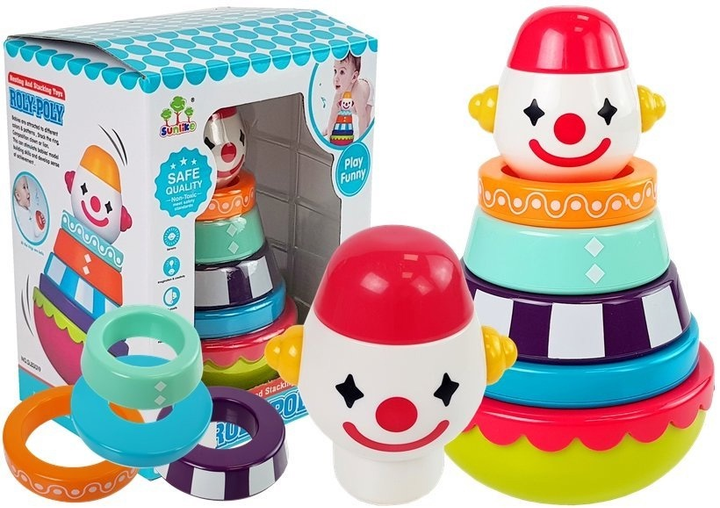 Розвиваюча пірамідка LEAN Toys Ванка Wstanka Клоун з візерунками і звуками 7973 (5905214973483) - зображення 2