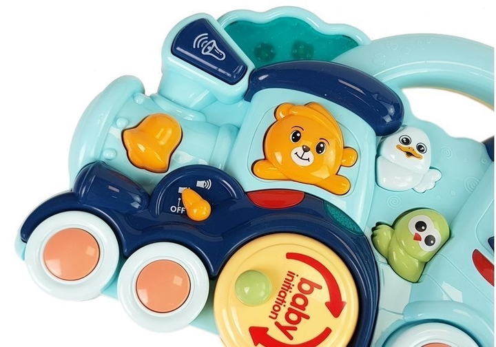 Zabawka interaktywna dla dzieci LEAN Toys Lokomotywa z odgłosami i dźwiękami zwierząt Niebieska 8497 (5903802458862) - obraz 5