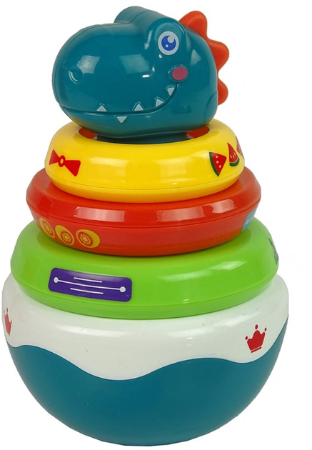 Розвиваюче брязкальце пірамідка LEAN Toys Bubble Dragon з кільцями 11623 (5905214973452) - зображення 3