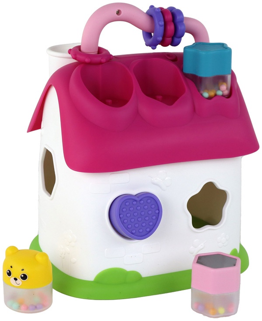Sorter-domek edukacyjny LEAN Toys z klockami Różowy 15200 (5905515355858) - obraz 5