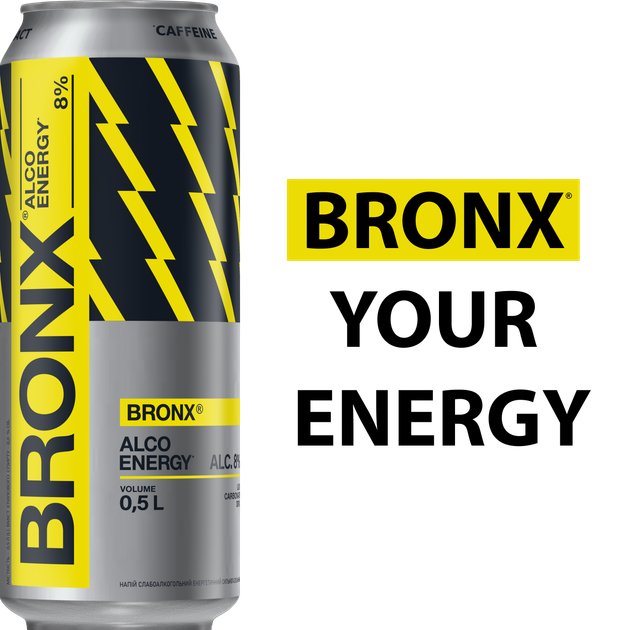 Упаковка слабоалкогольного энергетического напитка BRONX 8% 0.5 л х 24 шт (4820193032390) - изображение 3