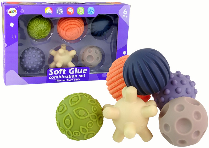 Zestaw piłeczek sensorycznych LEAN Toys 6 sztuk Kolorowy 15956 (5905679075029) - obraz 2