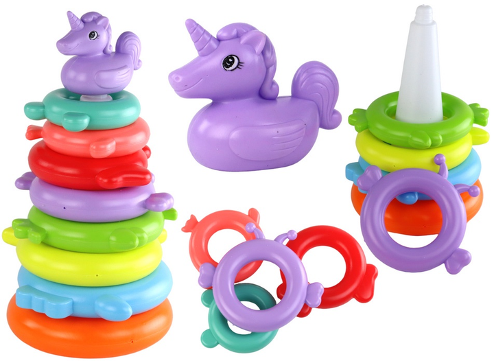 Piramidka z układankami LEAN Toys Jednorożec 8 kółek Kolorowa 17541 (5905991003908) - obraz 2