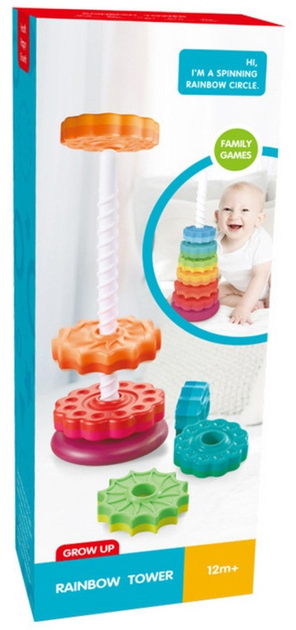 Piramida-sorter z układanką LEAN Toys Wieża tęczowa 6 elementów 21058 (5905991036241) - obraz 1