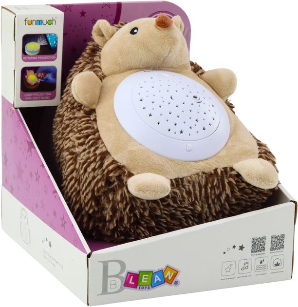 Projektor-zabawka pluszowa LEAN Toys Jeż usypiający z dźwiękami i światłami Brązowy 22807 (5905991051565) - obraz 1