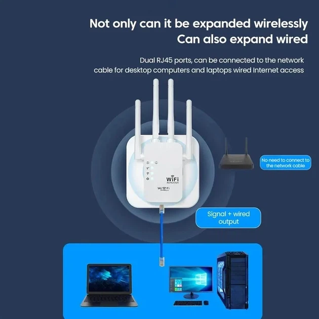 Репитер Repeater WIFI Ретранслятор 300 Мбит/с Удлинитель большого радиуса действия Усилитель сигнала Wi-Fi - изображение 3