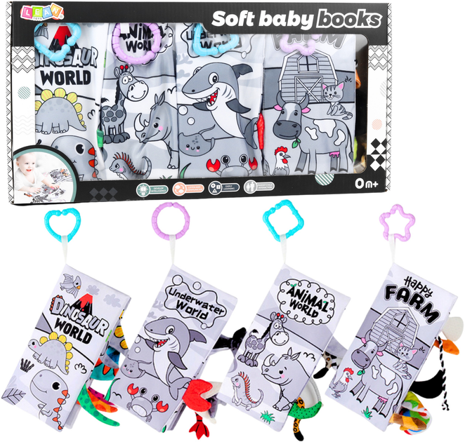 Zestaw miękkich sensorycznych książek LEAN Toys 4 szt 22889 (5905991052388) - obraz 2