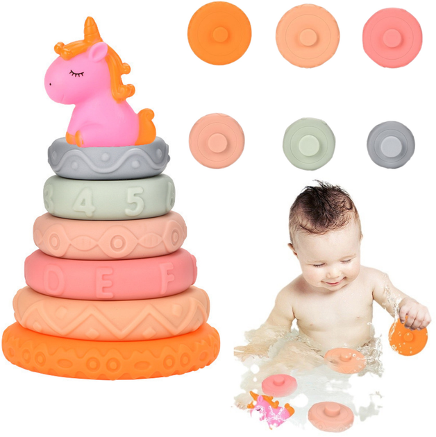 Piramidka gumowa LEAN Toys Jednorożec 24738 (5905991057888) - obraz 2