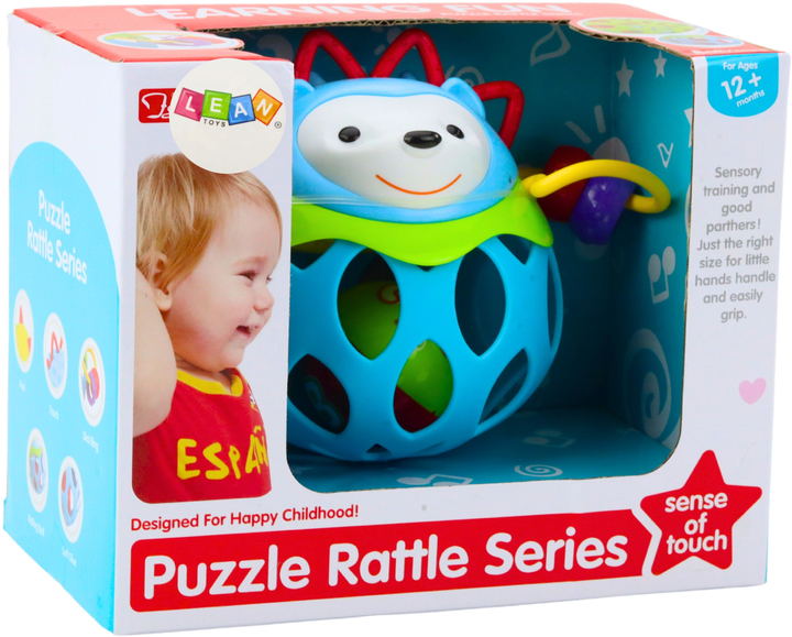 Piłka miękka sensoryczna LEAN Toys Jeż z grzechotką Niebieska 22793 (5905991051428) - obraz 1