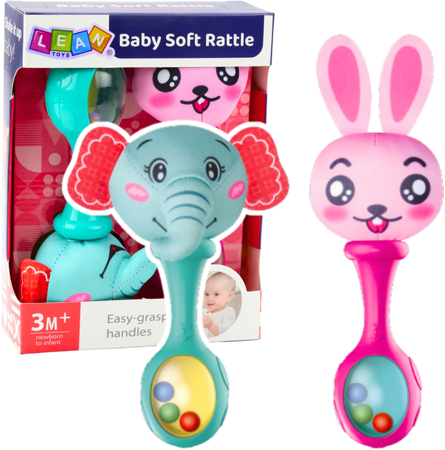 Набір брязкалець з м'яким м'ячиком LEAN Toys Кролик-слон 2 шт 22894 (5905991052432) - зображення 2