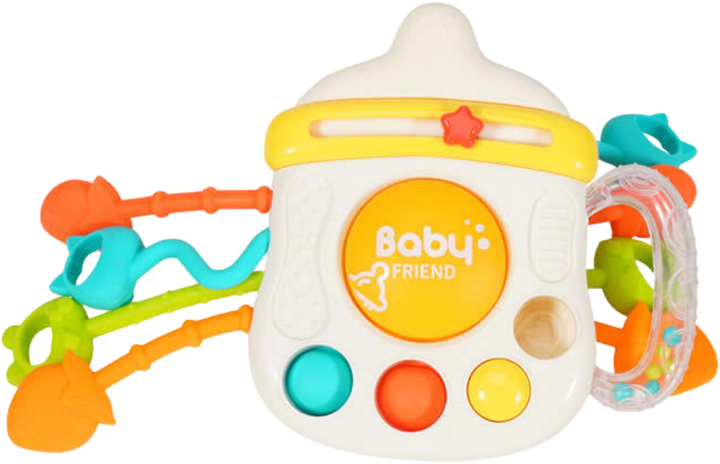 Сенсорна іграшка LEAN Toys 3в1 з прорізувачем брязкальцем і пляшкою 22647 (5905991049968) - зображення 3