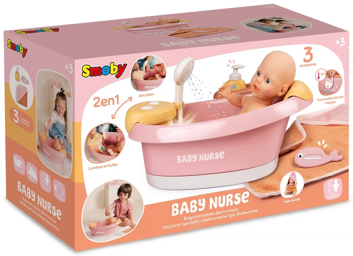 Ванна для пупса Smoby Toys Бебі Ньорс з електричним душем та підсвічуванням з аксесуарами (7600220386) (3032162203866) - зображення 5