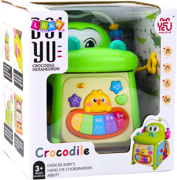 Інтерактивний розвиваючий кубик-сортер LEAN Toys з піаніно Крокодил 22831 (5905991051800) - зображення 1