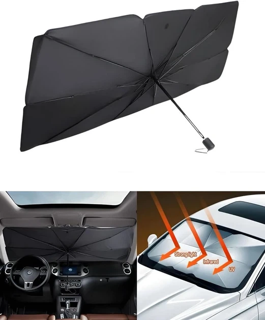Автомобільний зонт для лобового скла SunGuard 80 см термоізолюючий матеріал легка установка - Фото 2 Автомобільний зонт для лобового скла SunGuard 80 см термоізолюючий матеріал легка установка - зображення 2
