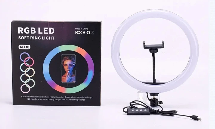Кольцевая светодиодная лампа RGB MJ33 33 см 30 Вт настраиваемая яркость - изображение 2