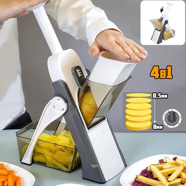 Универсальный слайсер для овощей и фруктов Brava Spring Multislicer 24 насадки контейнер в комплекте - изображение 5