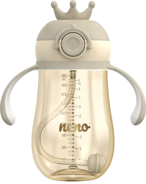 Bidon Neno Mio 2 z obciążoną słomką Brązowy 280 ml (5902479674452) - obraz 1