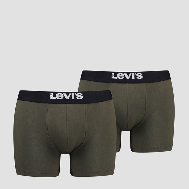 Zestaw majtek męskich typu bokserki bawełnianych 2 szt Levi's Sld Basc Boxer Brief Org Co 701222842-012 M Khaki (8720245437875) - obraz 1