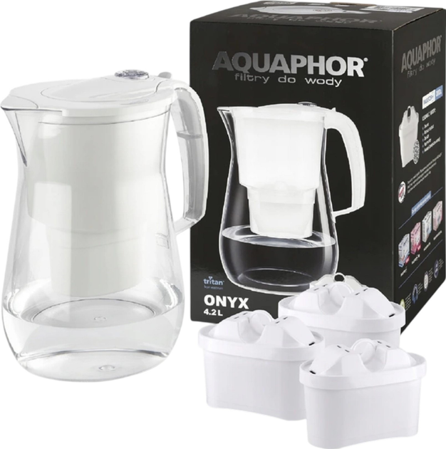 Фільтр-глечик Aquaphor Onyx Білий + 3 картриджа Mg B25 - зображення 6
