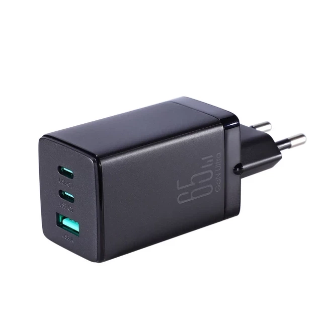 Сетевое зарядное устройство Joyroom FC 65W 2xUSB-C | USB-A with 100W USB-C to USB-C Cable Black (TCG01) - Фото 2 Сетевое зарядное устройство Joyroom FC 65W 2xUSB-C | USB-A with 100W USB-C to USB-C Cable Black (TCG01) - изображение 2
